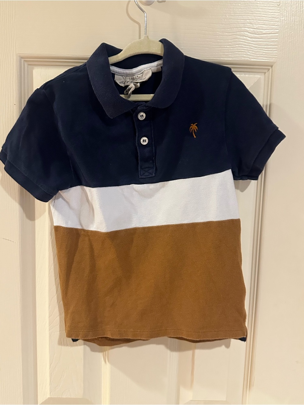 H&M Boys Colorblock Polo - Navy, White & Brown